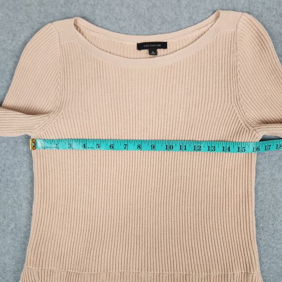 Ann Taylor Sweater Size Medium Peach Lace Hem - Picture 8 of 11